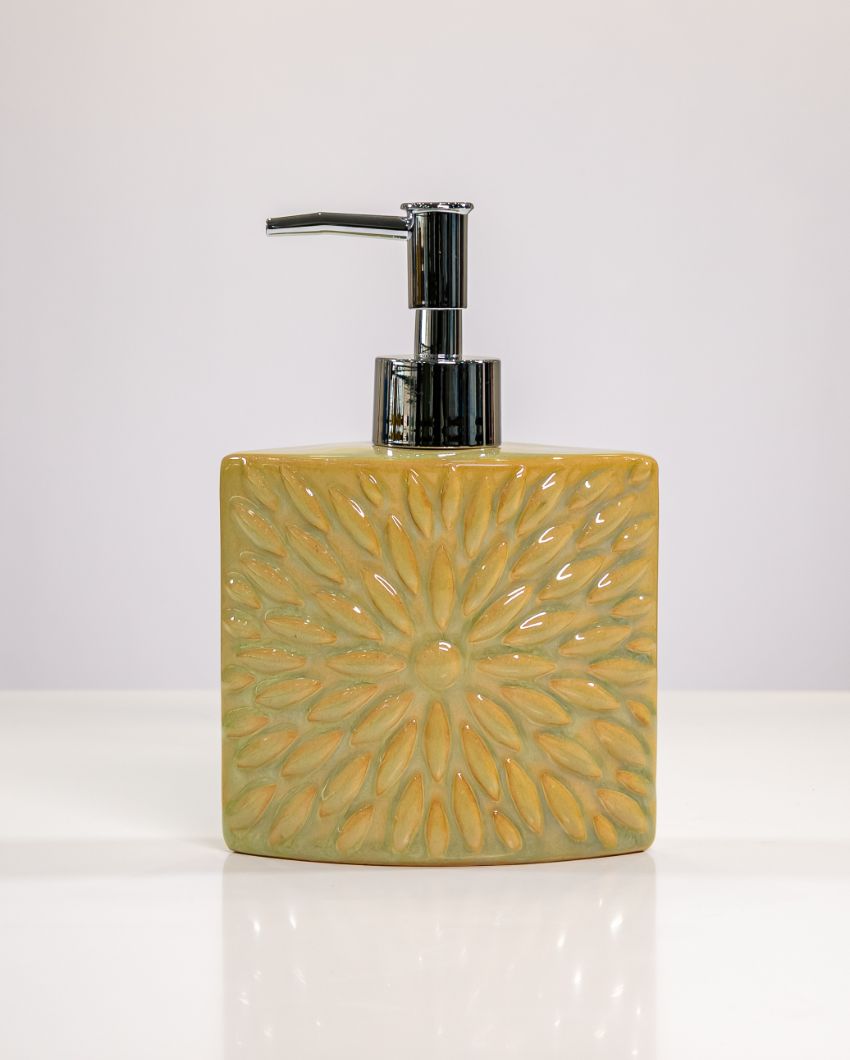 Vibrant Decor Ceramic Yellow Floral Bathroom Set | Set of 3