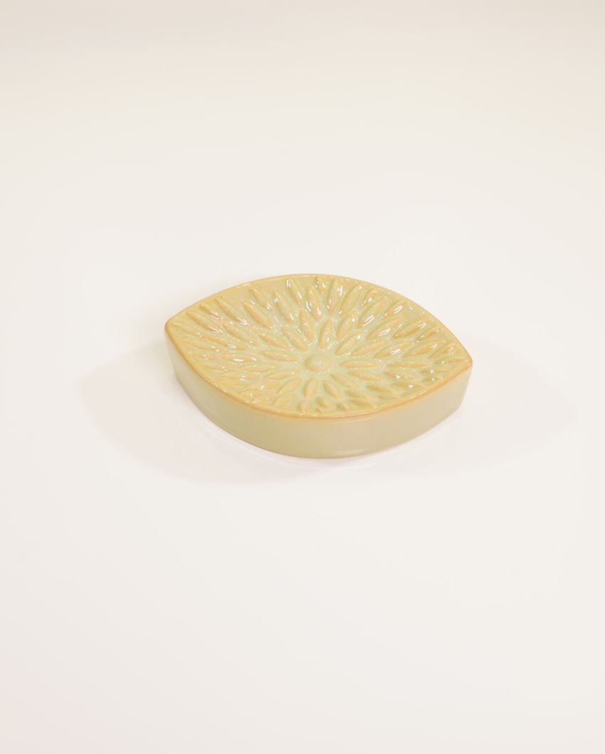 Vibrant Decor Ceramic Yellow Floral Bathroom Set | Set of 3