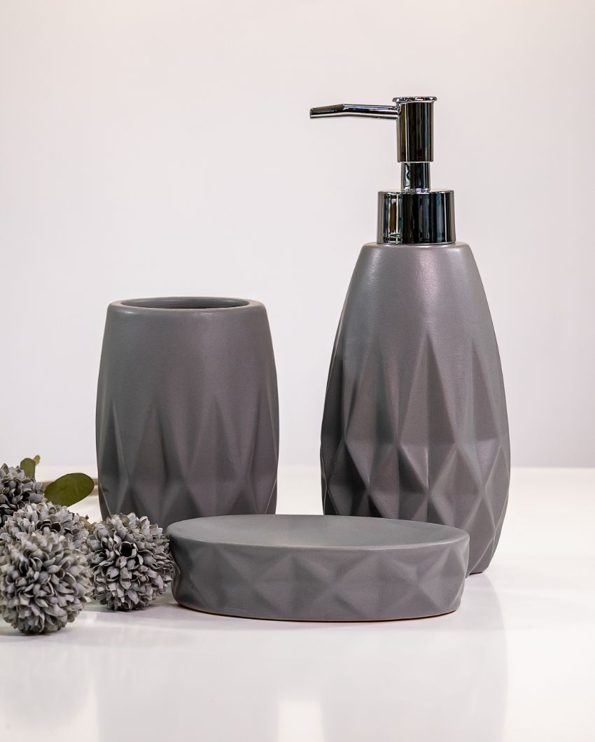 Urban Chic Ceramic Urban Matte Grey Bathroom Set | Set of 3