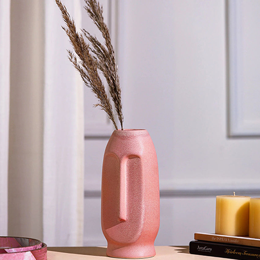 Zen Calm Face Ceramic Flower Vase Centerpiece | 5 x 9 inches