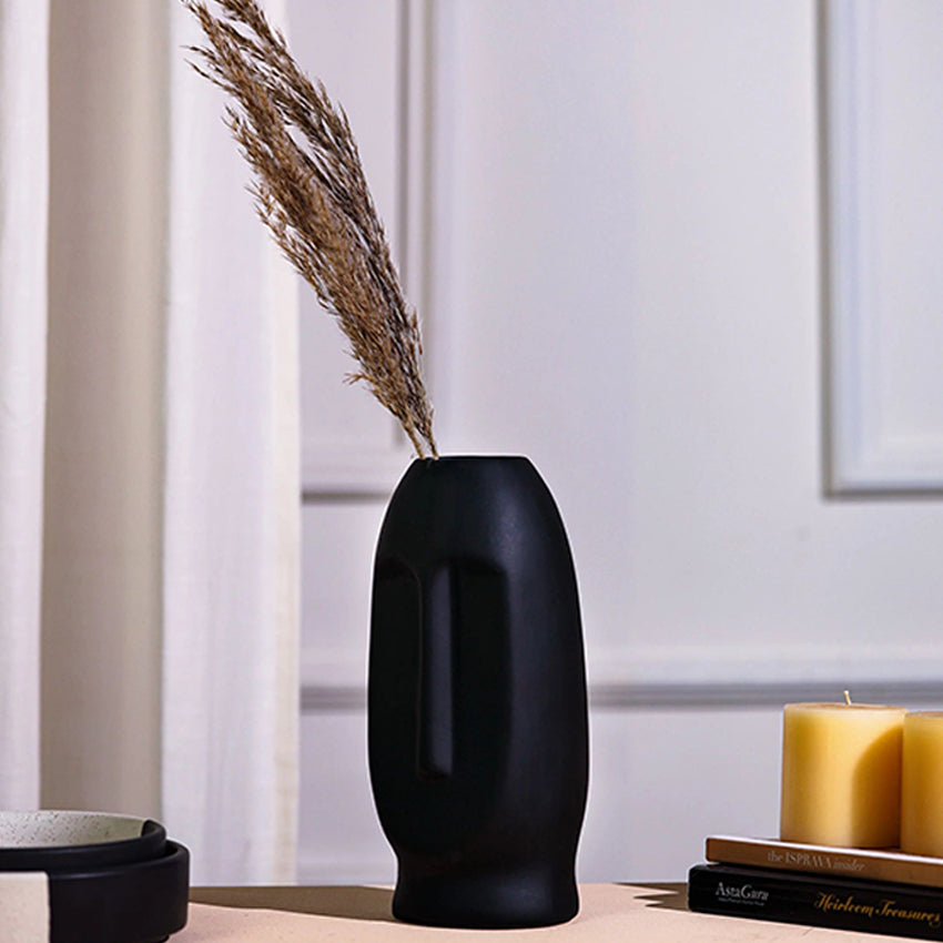 Modern Matte Finish Ceramic Face Flower Vase | 5 x 9 inches
