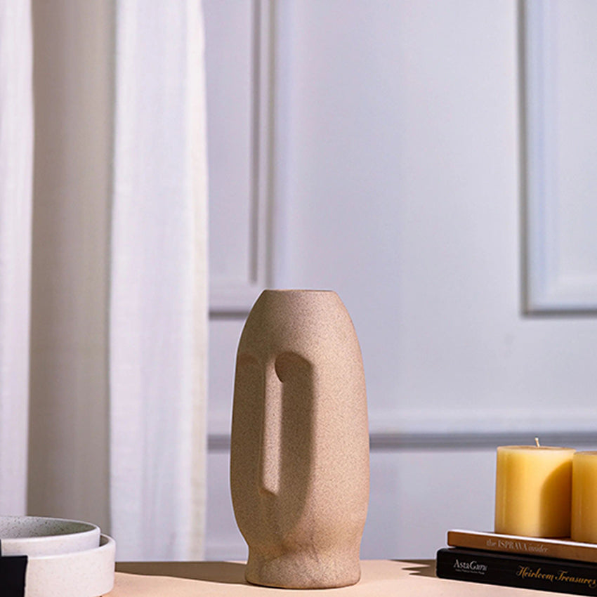 Minimalist Modest Ceramic Face Flower Vase | 5 x 9 inches