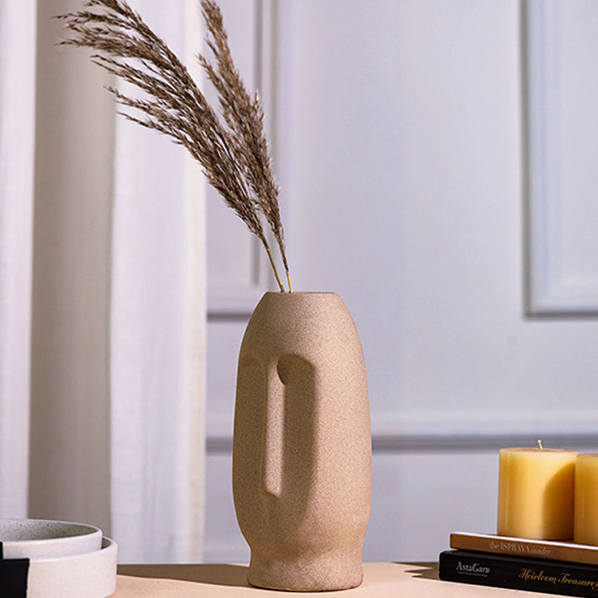 Minimalist Modest Ceramic Face Flower Vase | 5 x 9 inches