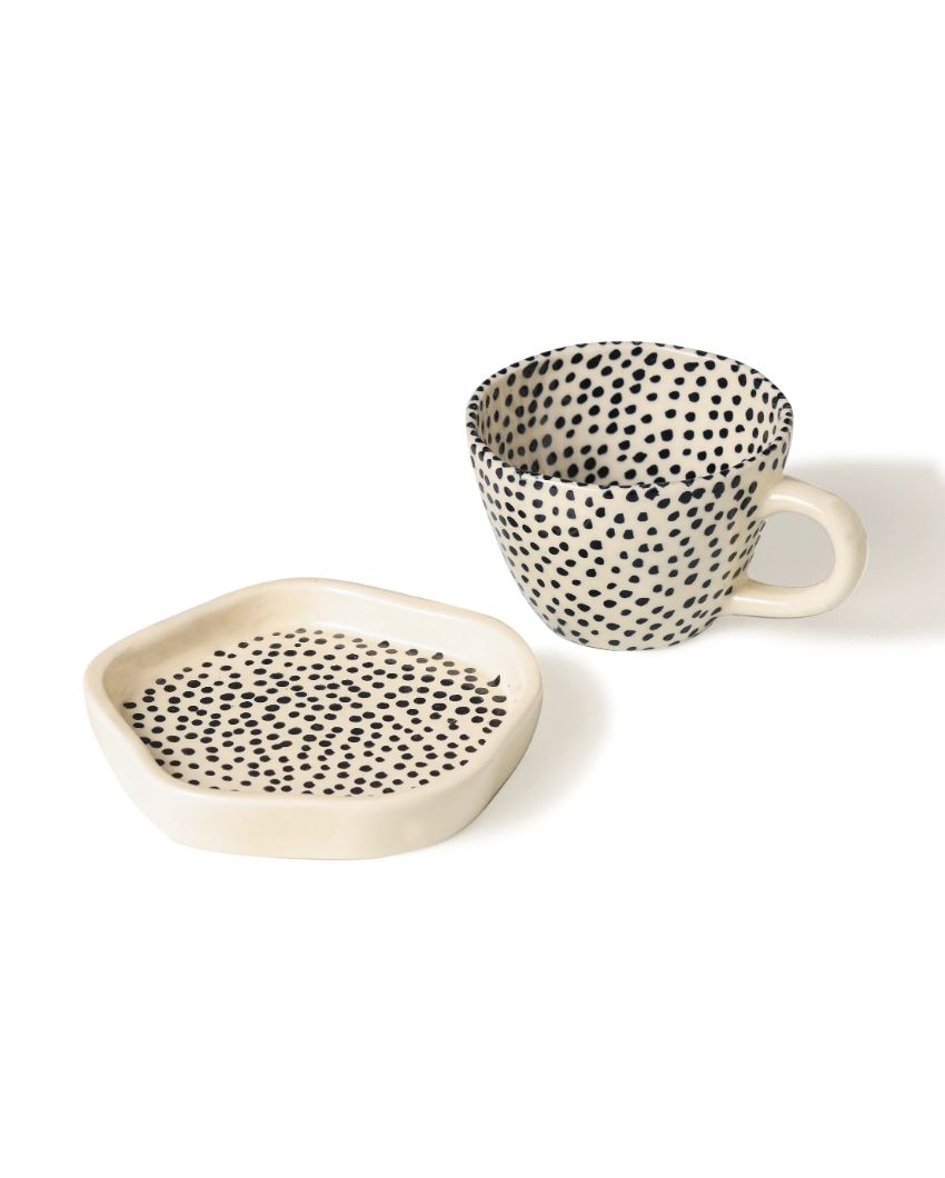 Whimsical Artisan Polka Dots Cup & Saucer Set | 4 x 4 inches