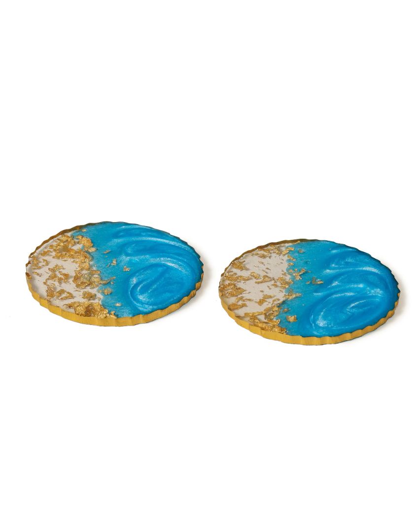 Glossy Refined Resin Art Coasters | Set of 2 | 4 x 4 x 2 inches