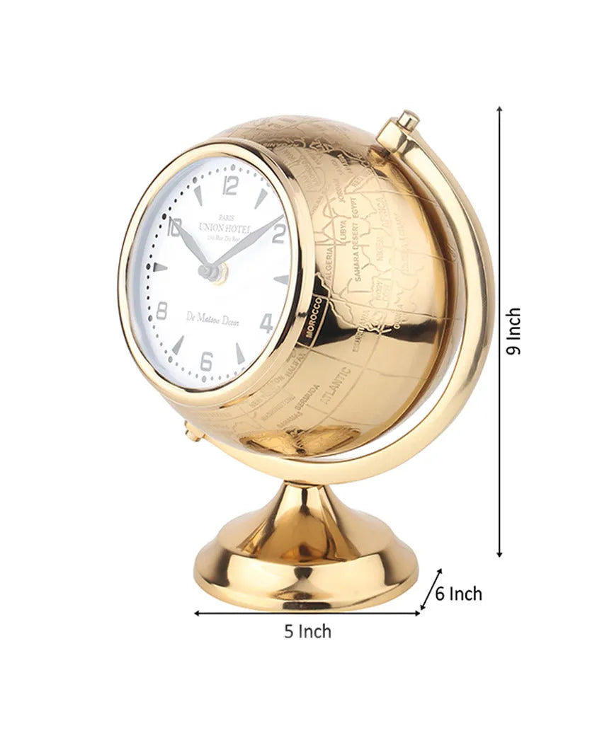 Etched World Steel Table Clock | 5 x 6 x 9 inches