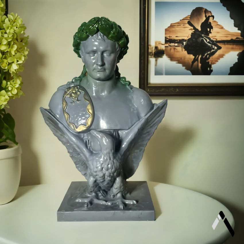 Iconic Grey Napoleon Bonaparte French General Bust Ceramic Showpiece | 6 x 9 x 12 inches