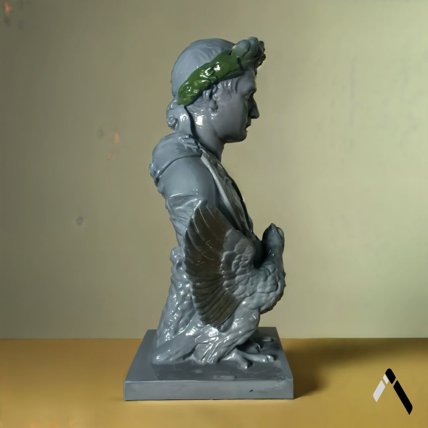 Iconic Grey Napoleon Bonaparte French General Bust Ceramic Showpiece | 6 x 9 x 12 inches