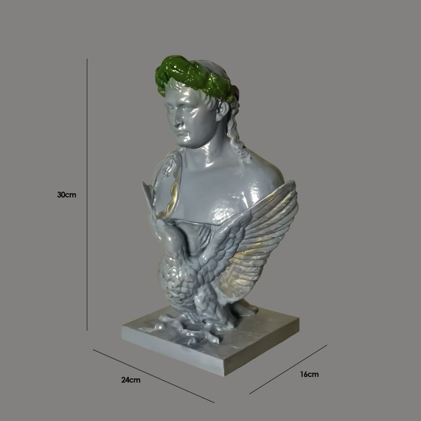 Iconic Grey Napoleon Bonaparte French General Bust Ceramic Showpiece | 6 x 9 x 12 inches