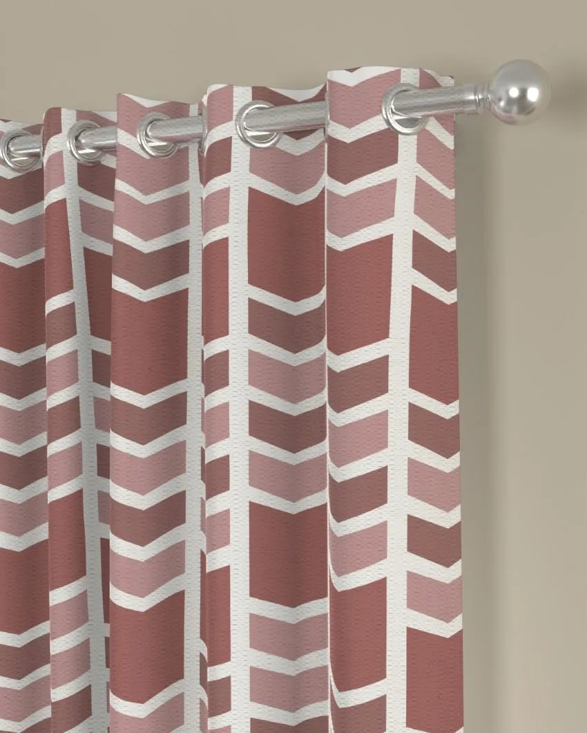 Geometric Polyester Curtains | Set Of 2 | Window, Door, Long Door | 5ft , 7ft , 9ft