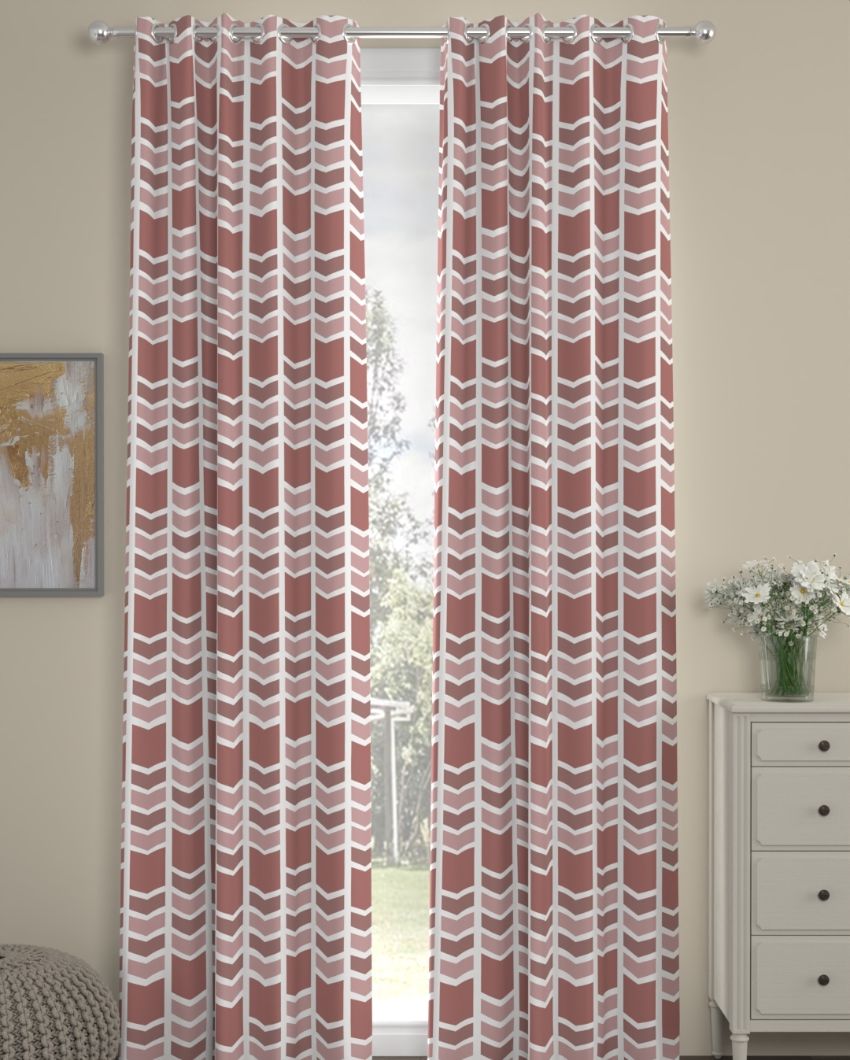 Geometric Polyester Curtains | Set Of 2 | Window, Door, Long Door | 5ft, 7ft, 9ft 9ft