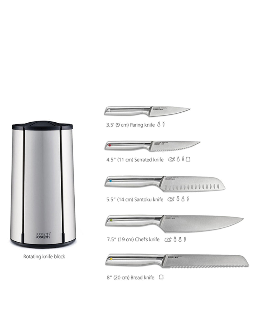 Japanese Stainless-Steel Blades With Ergonomic Steel Handles 5-Knives Set Carousel