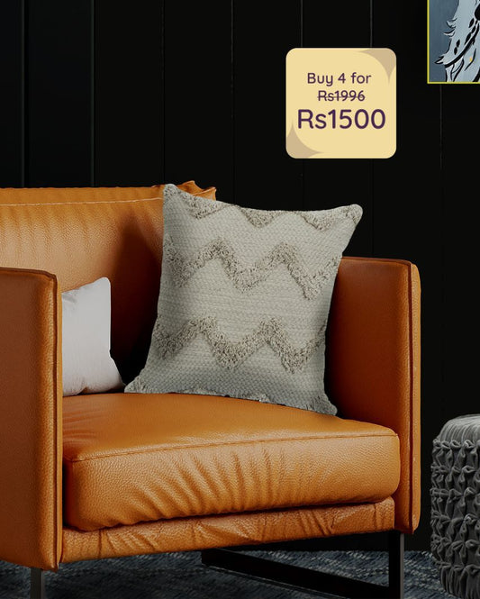 Grey Sim Sim Cotton Cushion Cover | 16 x 16 inches