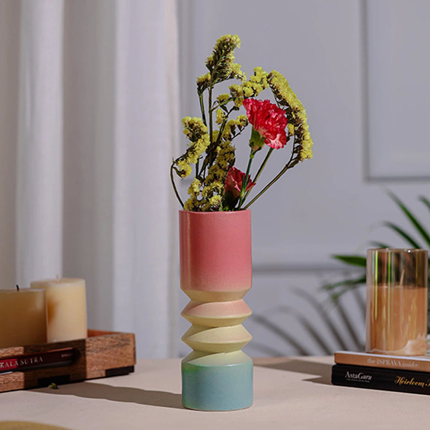 Artisan Handcrafted Brushy Shade Ceramic Vase | 3 x 9 inches