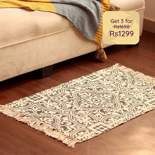 Illusion Floral Design Cotton Floormat | 34 x 21 inches