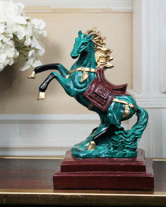 Radiant Triumph Victory Poly Resin Horse Showpiece Green
