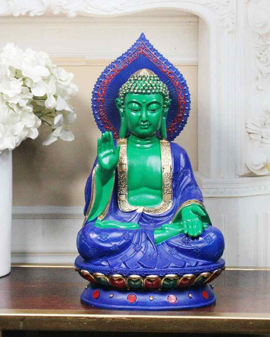 Enlightened Serenity Buddha Poly Resin Showpiece Blue
