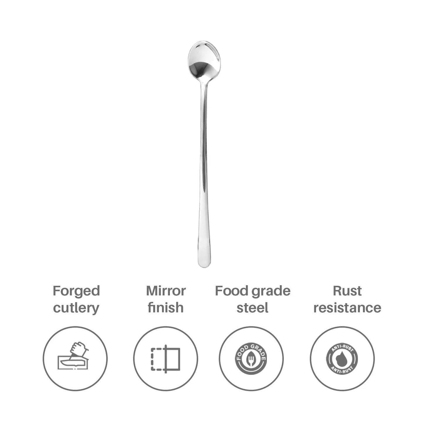 CulinexbythinKitchen Dora Ice Tea Spoon Mirror Finish | Set of 2 | 9 inches