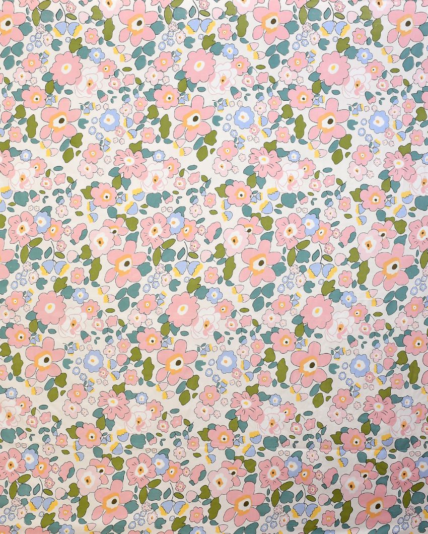 Floral Pink Premium Glace Cotton Bedding Set | King Size | 108 x 108 inches
