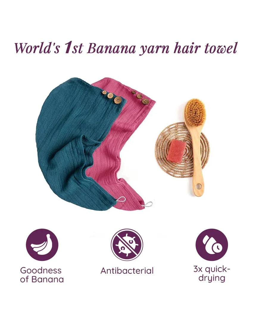 Banana Double Cloth Hair Towel Plus Size | 10x26 inches