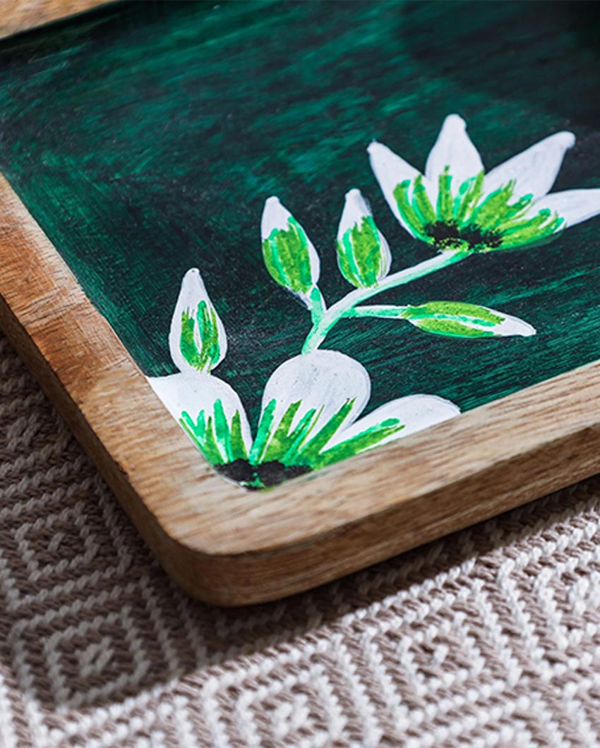 Handcrafted Artisan Wood Hand-Painted Serving Platter | 16 x 6 x 1 inches