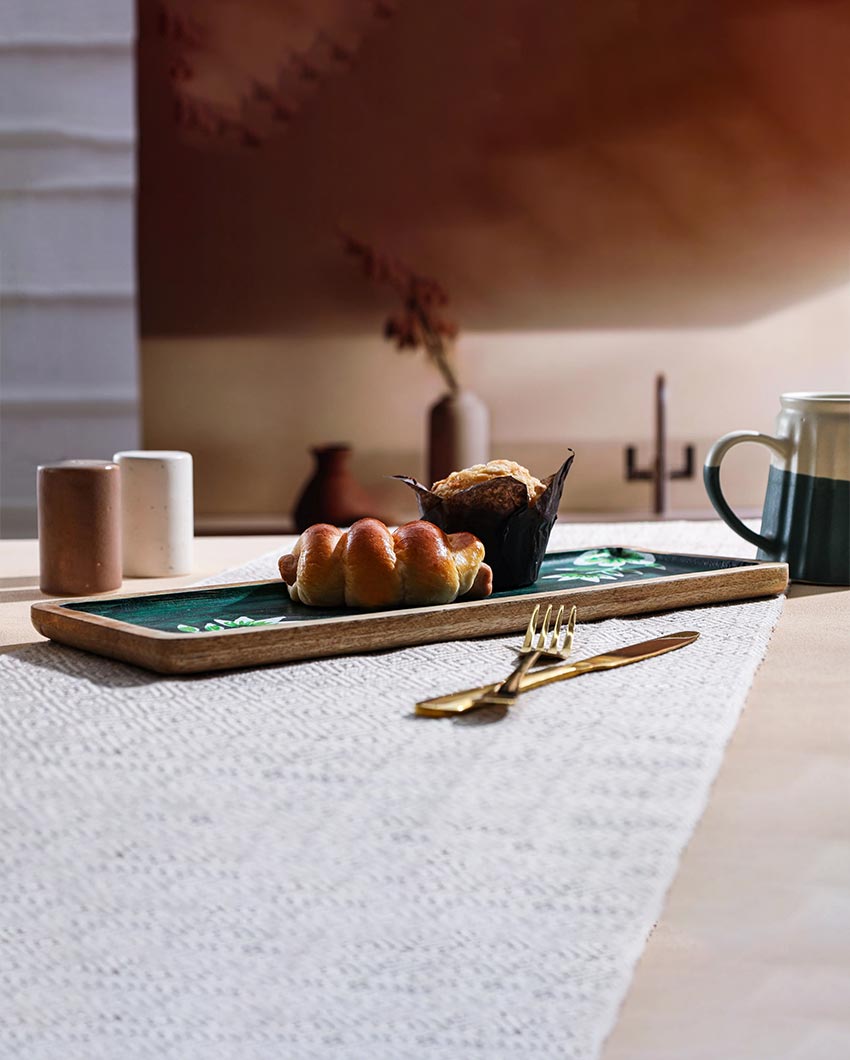 Handcrafted Artisan Wood Hand-Painted Serving Platter | 16 x 6 x 1 inches