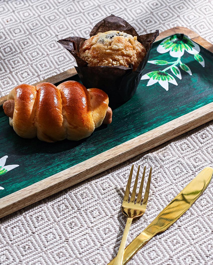 Handcrafted Artisan Wood Hand-Painted Serving Platter | 16 x 6 x 1 inches