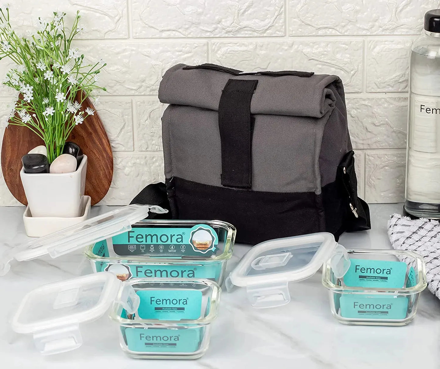 Glass Container Lunch Box | Set of 3 (1 Rectangle + 2 Round)