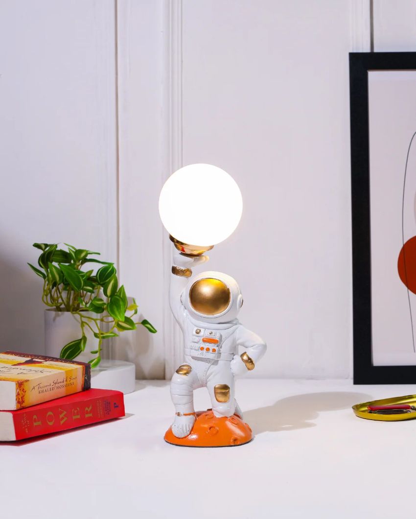 Futuristic Space Inspired Astronaut Resin LED Table Lamp | 5 x 4 x 9 inches