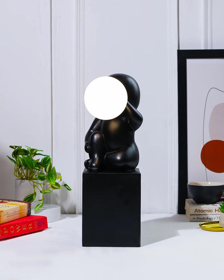 Contemporary Artistic Black Sitting Statue Lamp | 5 x 5 x 15 inches