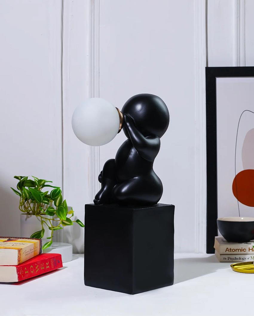 Contemporary Artistic Black Sitting Statue Lamp | 5 x 5 x 15 inches