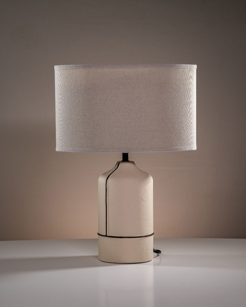 Timeless Appeal Ceramic Classy Lines White Black Lamp | 12 x 8 x 4 inches