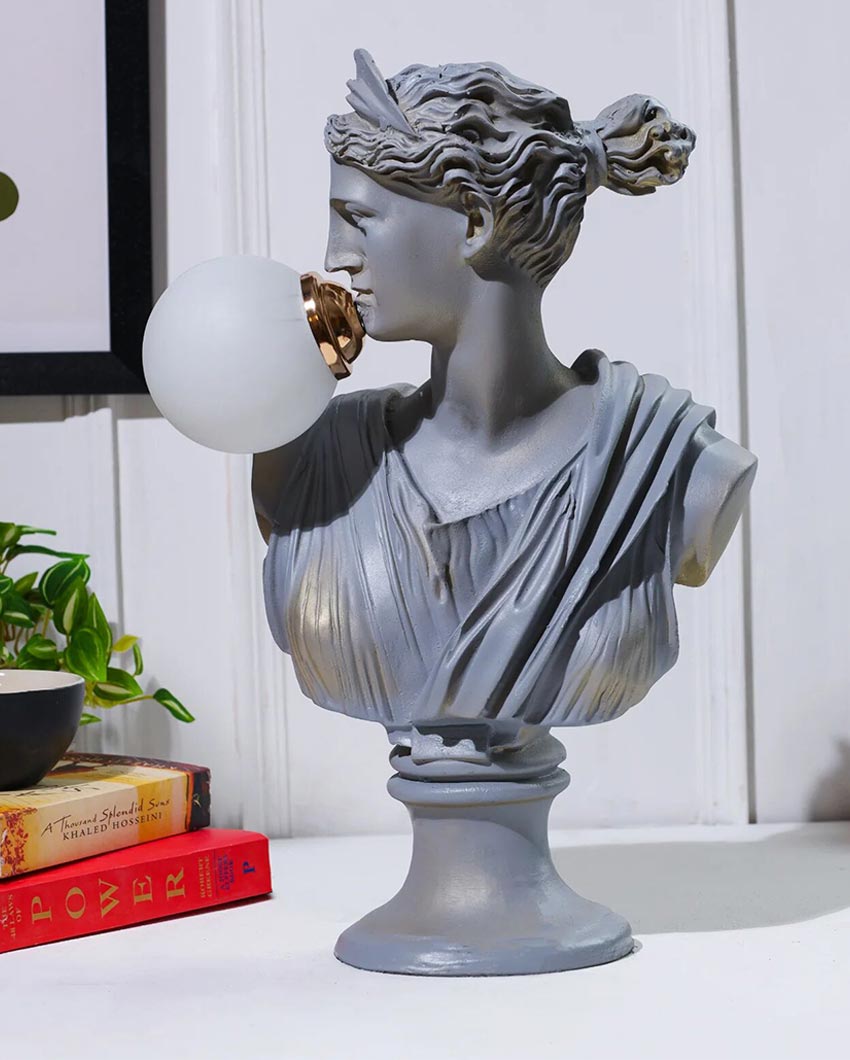 Modern Grey Resin Dancing Lady Sculpture Lamp | 14 x 14 x 21 inches