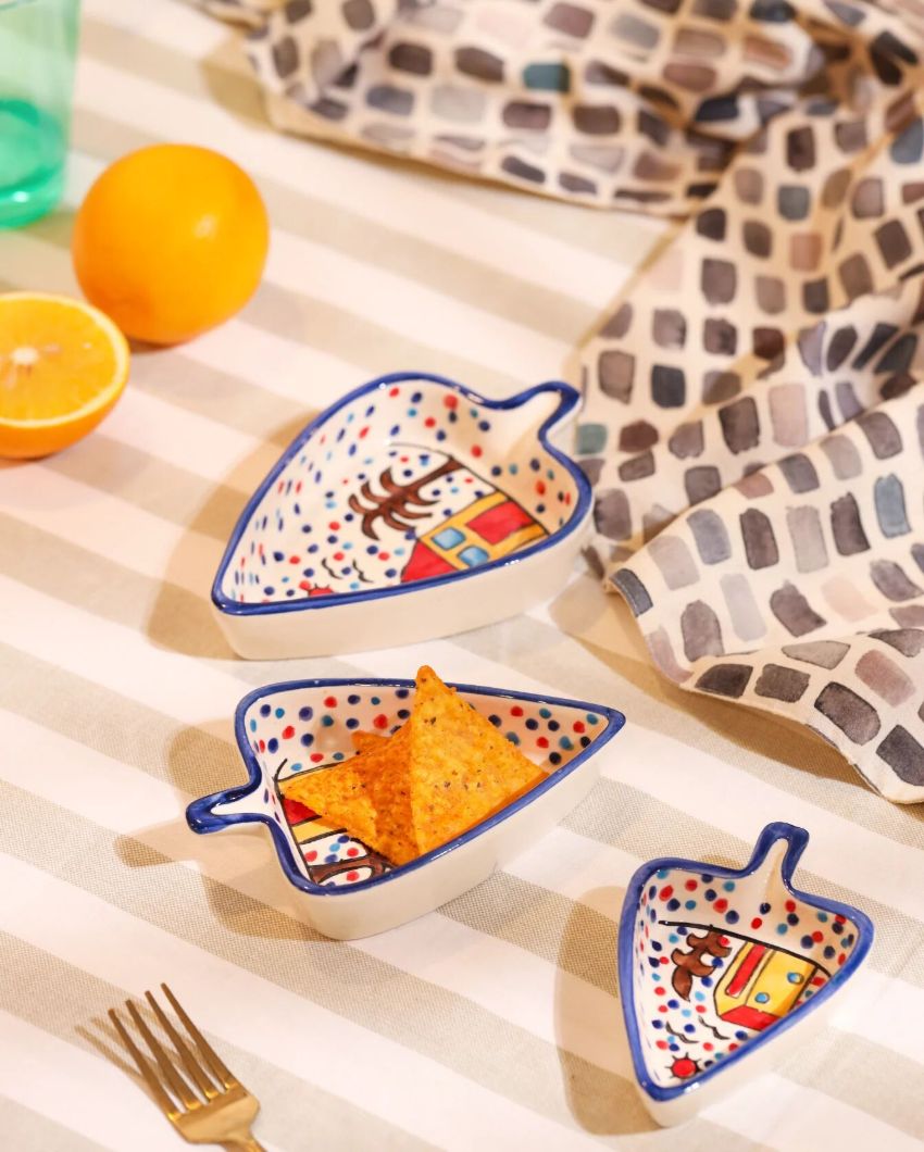 Enchanting Whimsical Village Hand-Painted Ceramic Platter | Set of 3