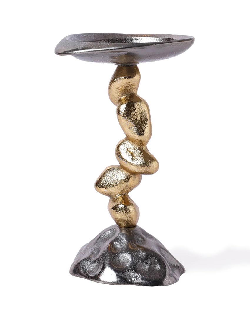 Rustic Stone & Metal Candle Holder | Set of 4