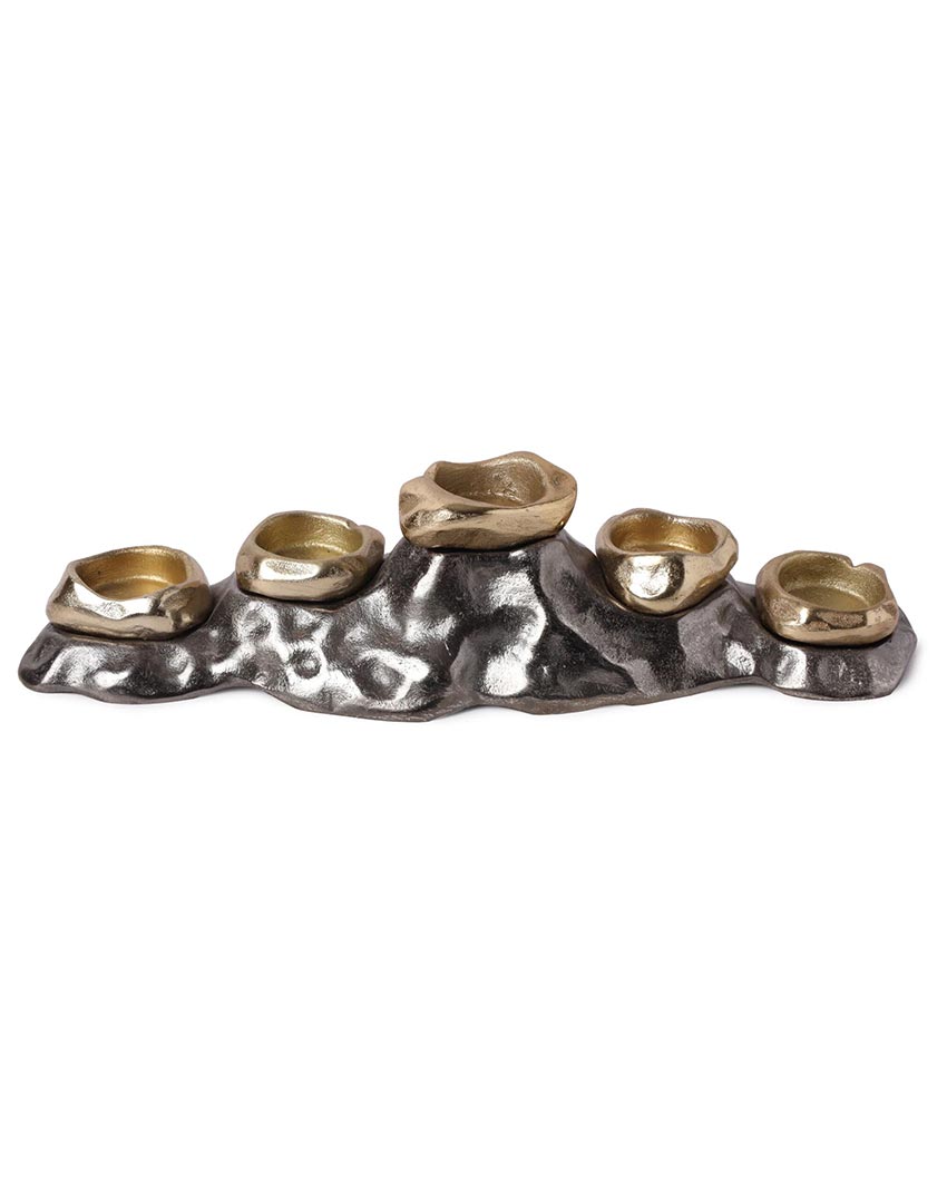 Rustic Metal Tealight Candle Holder | 15 x 4 x 3 inches