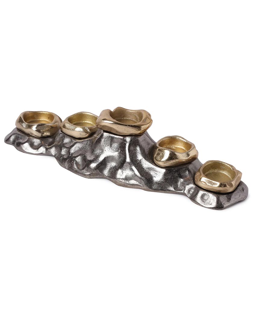 Rustic Metal Tealight Candle Holder | 15 x 4 x 3 inches
