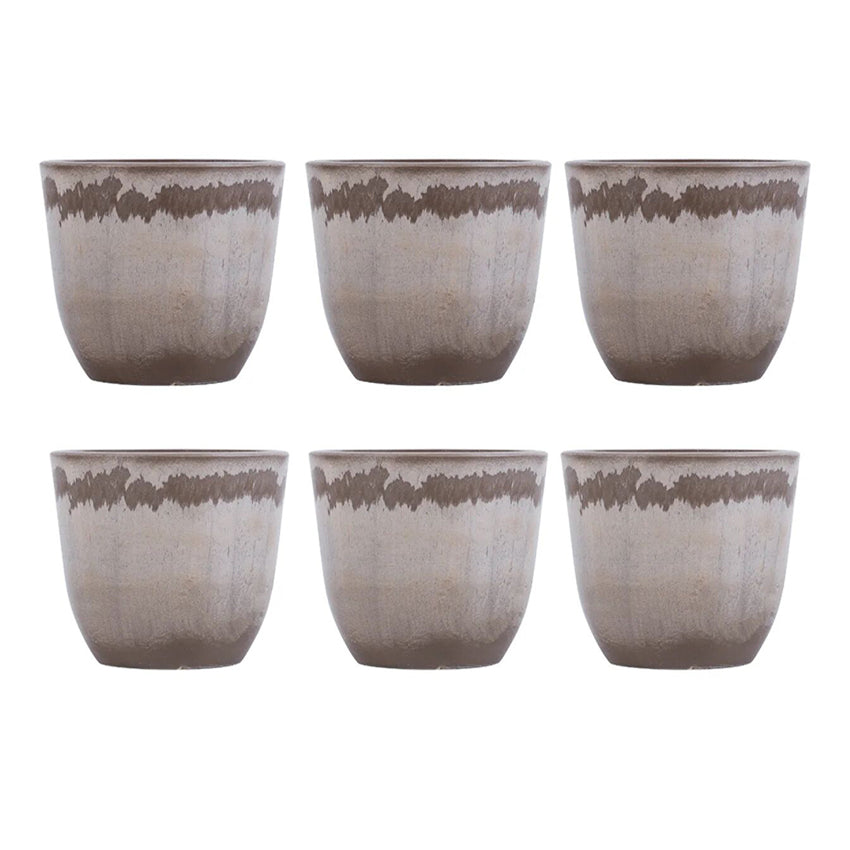 Sophisticated Taupe FRP Dark Grey Pots | Set of 6