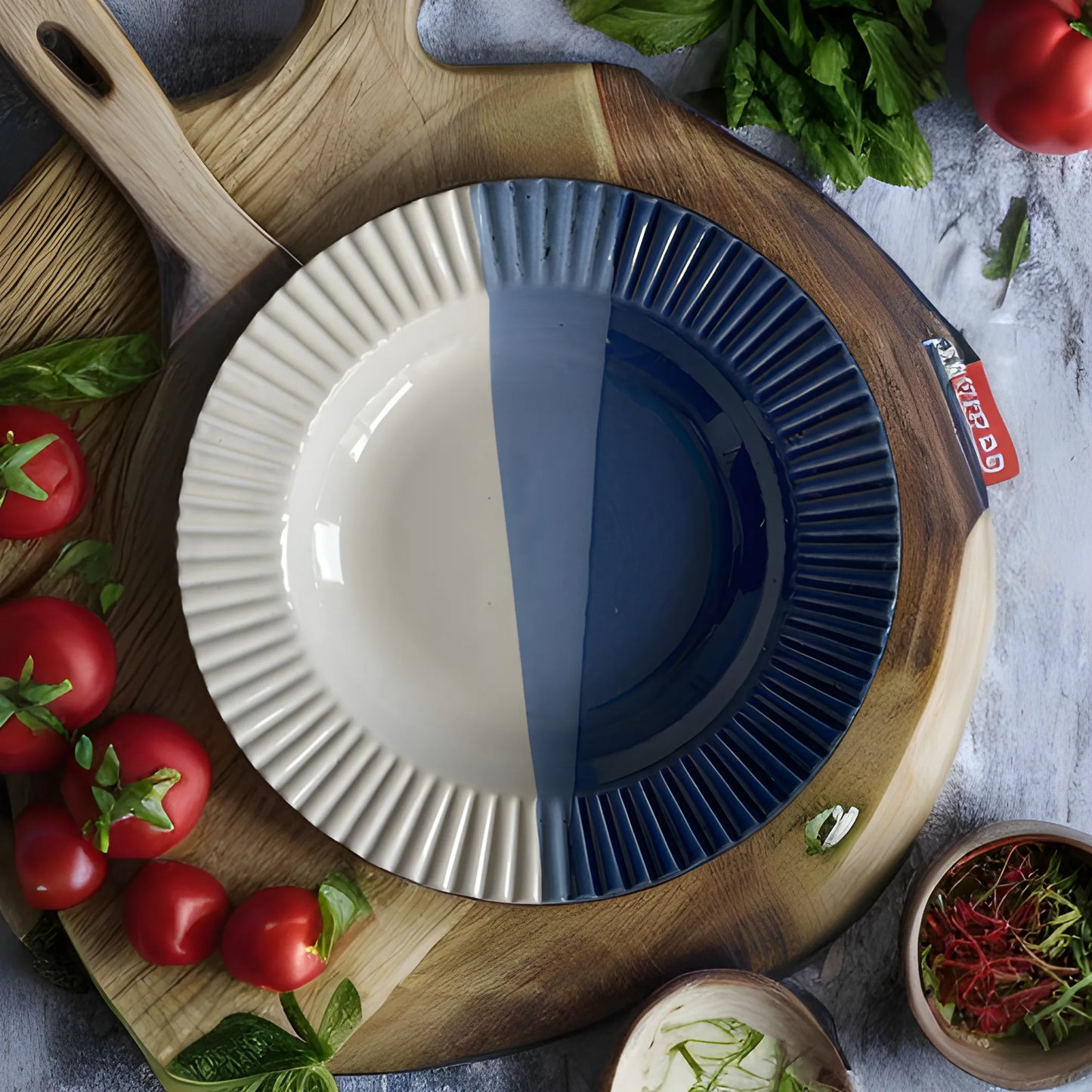 Hestia Ceramic Deep Pasta Plates Set | Set of 9