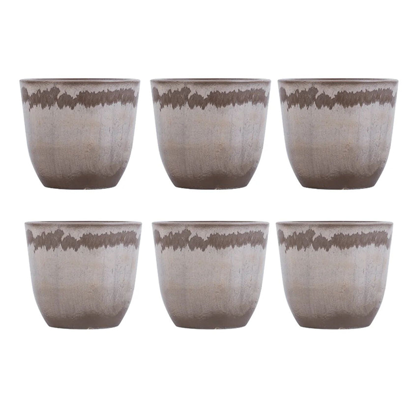 Sophisticated Taupe FRP Dark Grey Pots | Set of 6