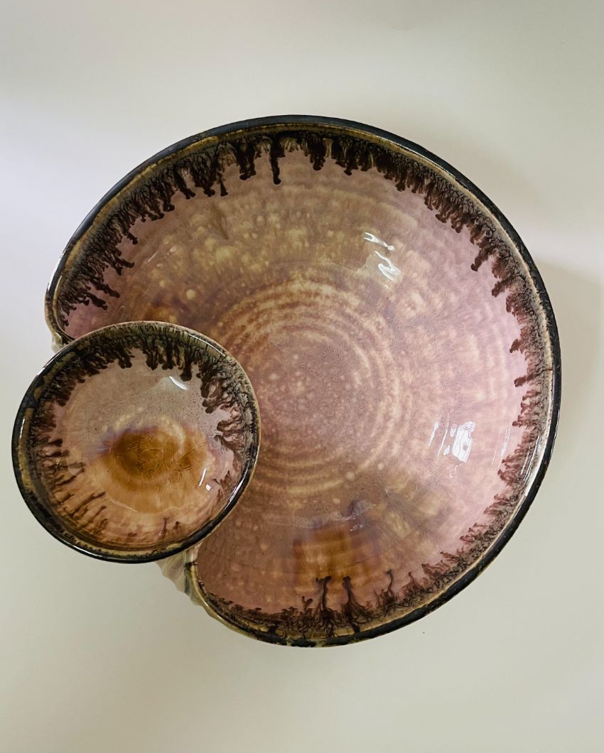 Roseate Small Dip Ceramic Serving Bowl | 8 x 4 inches