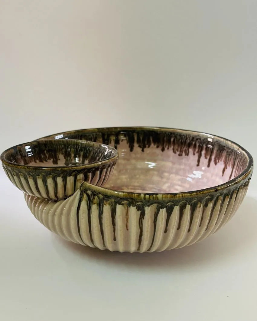 Roseate Small Dip Ceramic Serving Bowl | 8 x 4 inches