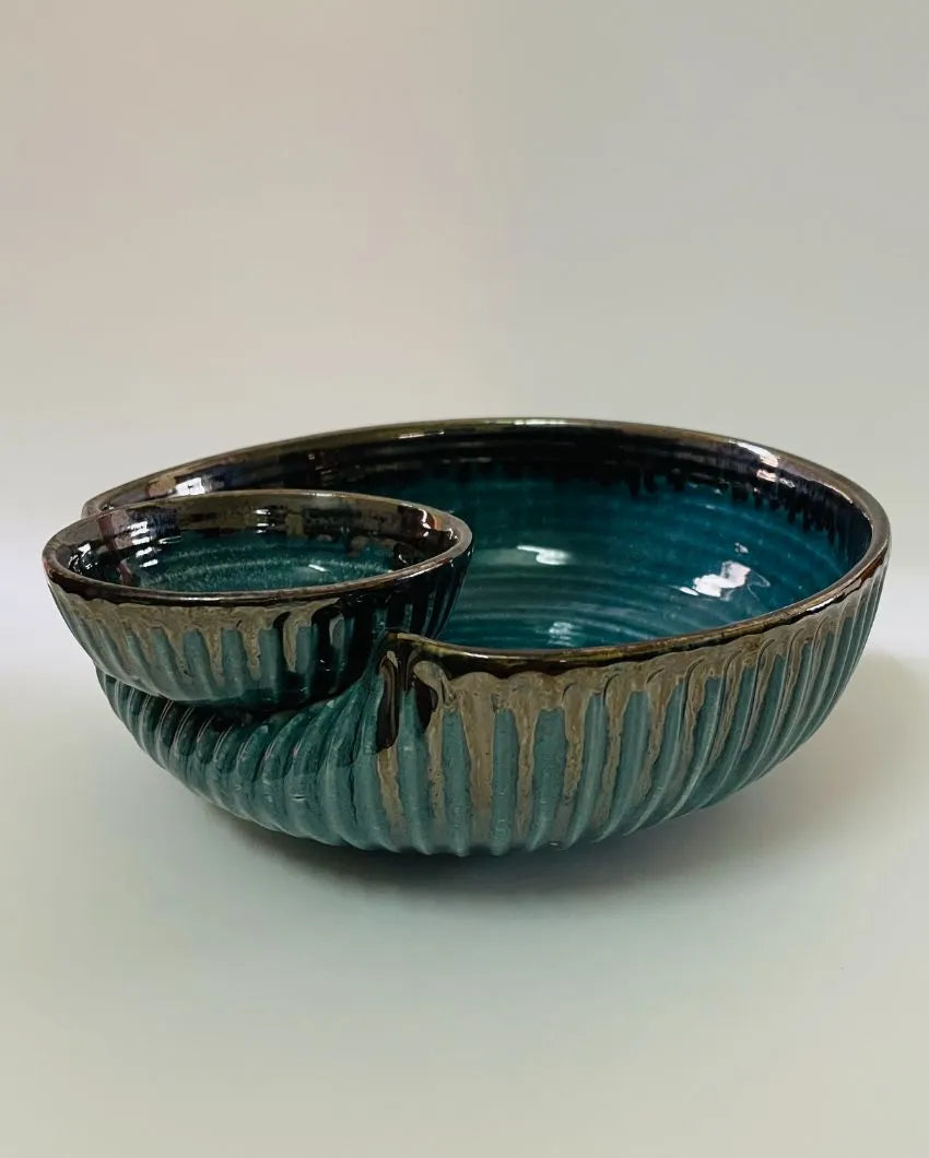 Teal Small Dip Ceramic Serving Bowl | 8 x 4 inches
