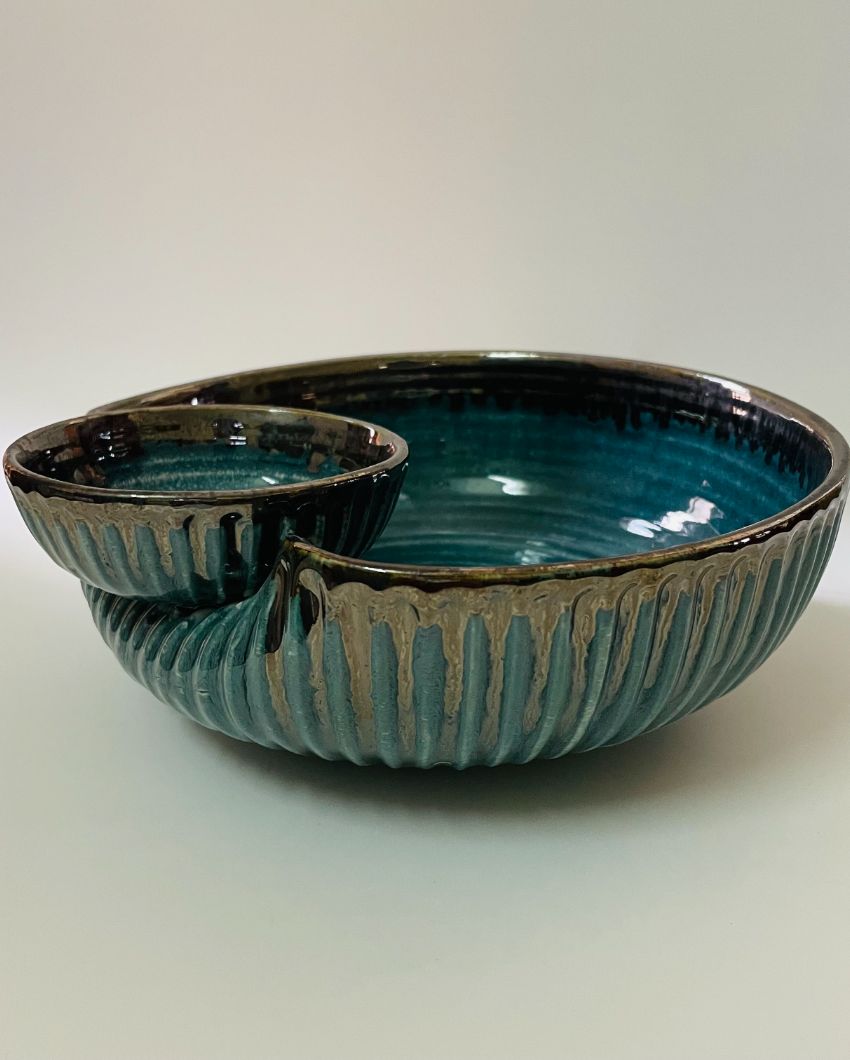 Teal Small Dip Ceramic Serving Bowl | 8 x 4 inches