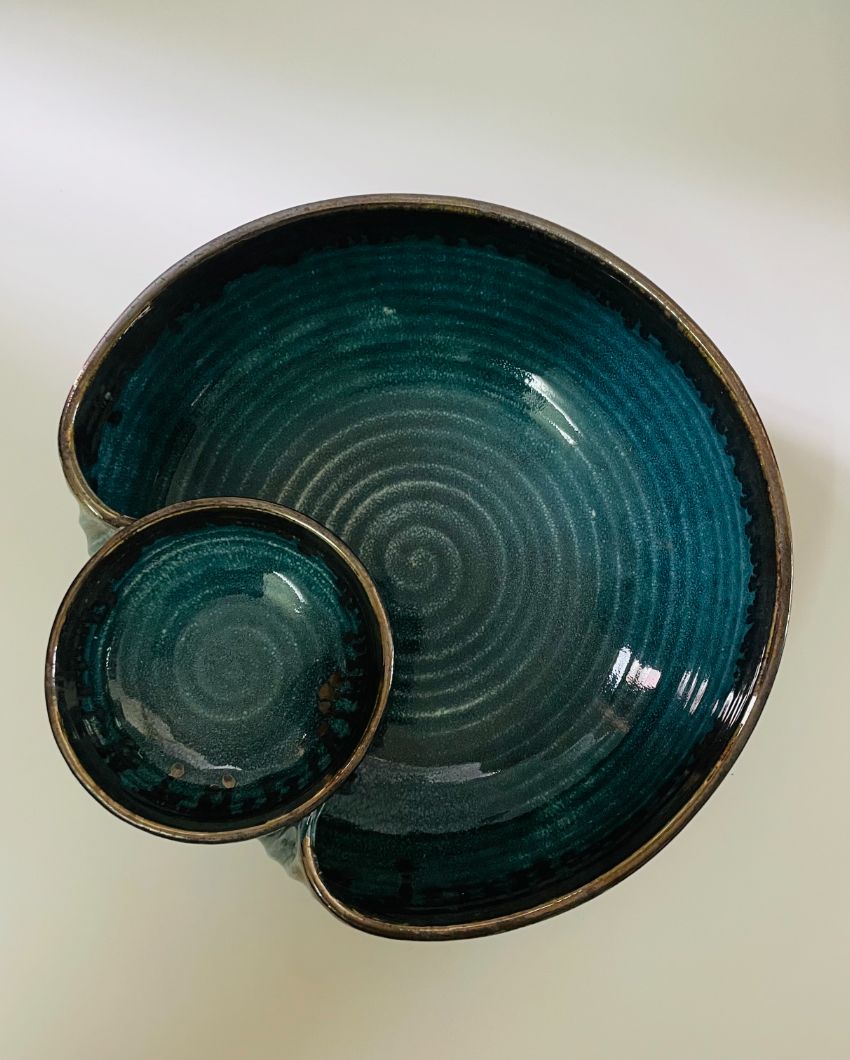 Teal Small Dip Ceramic Serving Bowl | 8 x 4 inches