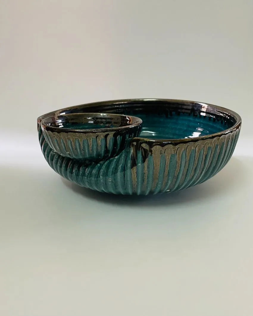 Teal Small Dip Ceramic Serving Bowl | 8 x 4 inches