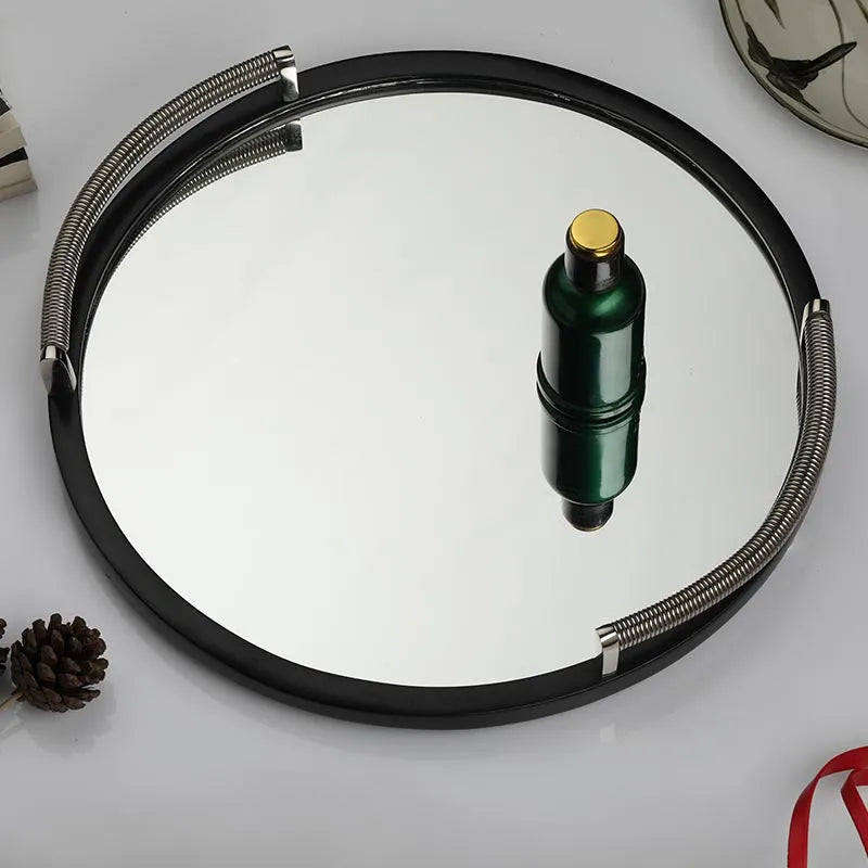 Allie Large Mirror Tray | Multiple Colors Black Silver
