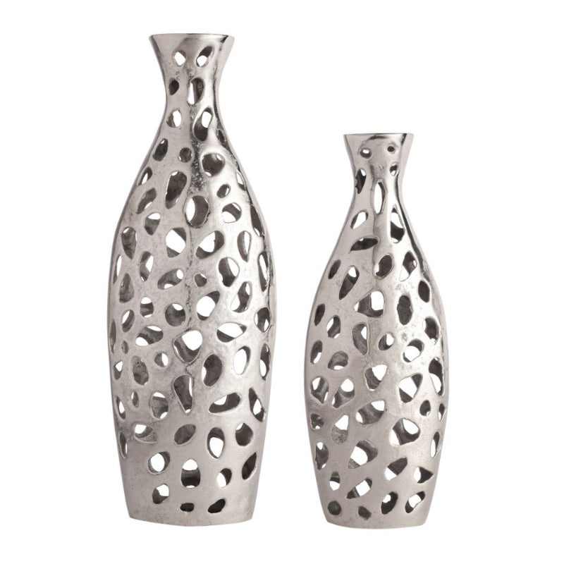 Sophia Floral Vase | Set of 2 | Multiple Colors Silver