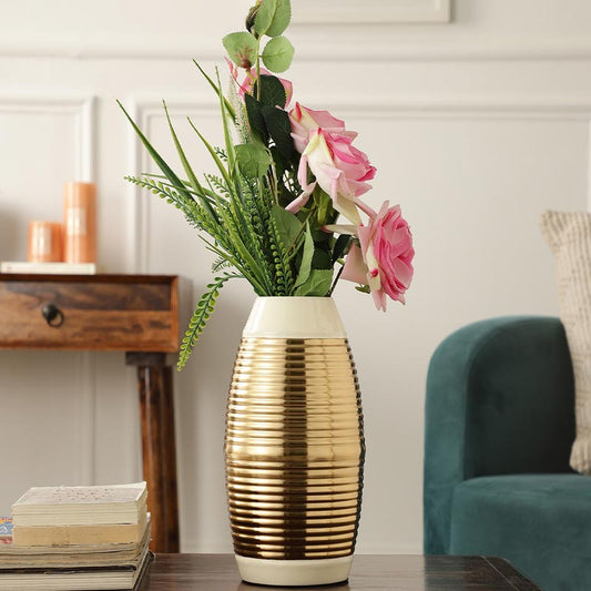 Regal Banded Enamel Vases | Multiple Colors Ivory & Gold