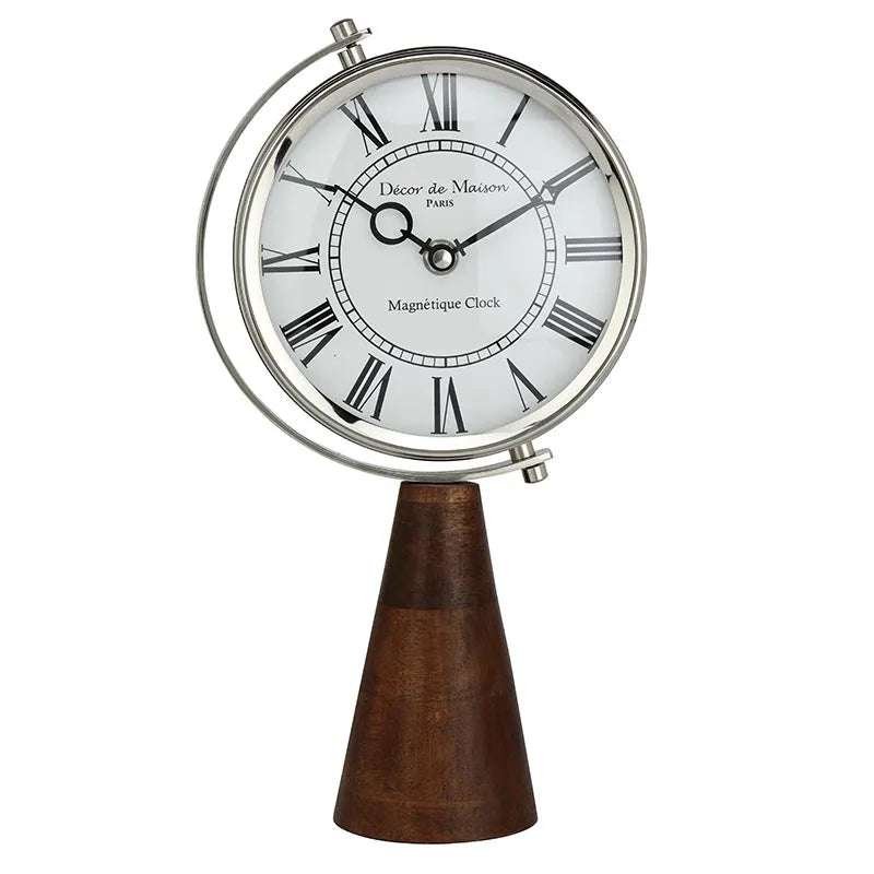 Wood's Pedestal Table Clock | Multiple Colors Silver